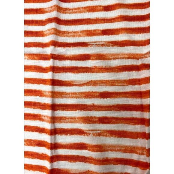 Style & Co Artistic Stripe Henley Top Large Women's‎ Coral White Sleeveless NEW - Picture 2 of 7